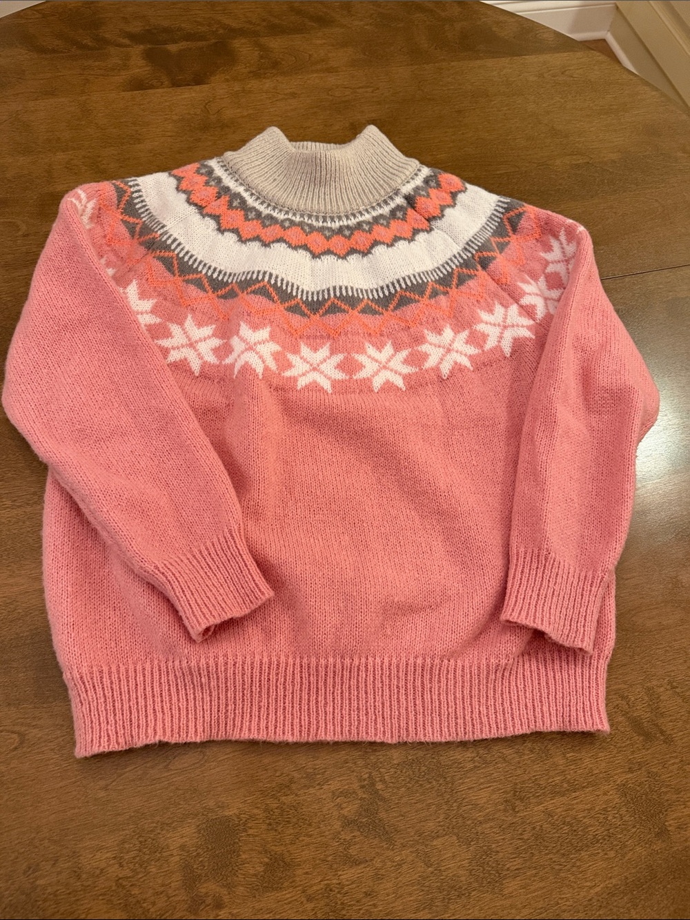 Women's Pink Fair Isle Mock Neck Sweater